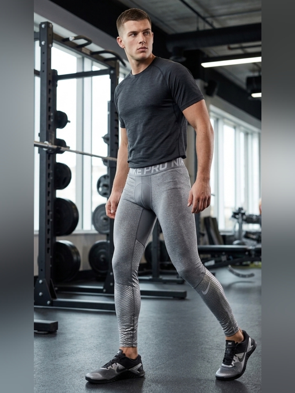 NIKE PRO, Mens Hyp Gray Reflective Leggings Pro Hypercool